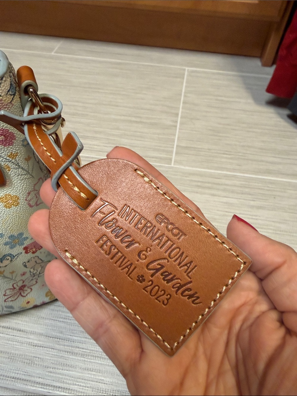 Dooney & Bourke Floral Crossbody in Light Blue and Tan - Picture 2 of 6